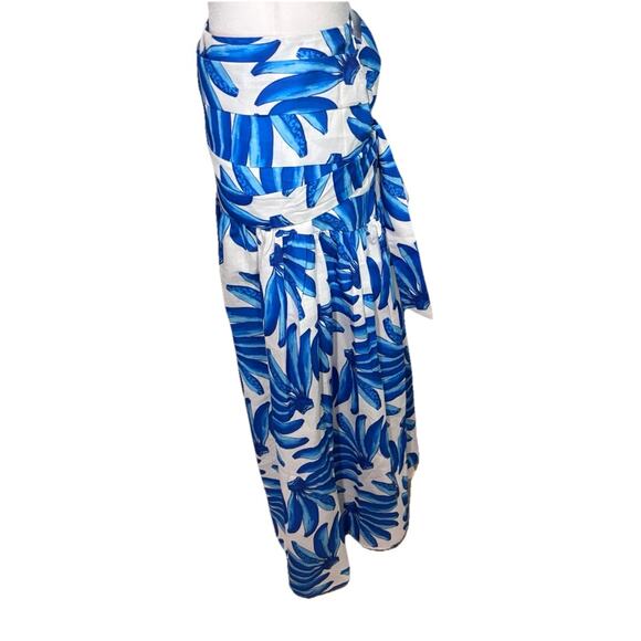 New $189 HT 360 Collective Small White Blue Banana Print Maxi Tropical Skirt - Picture 4 of 12